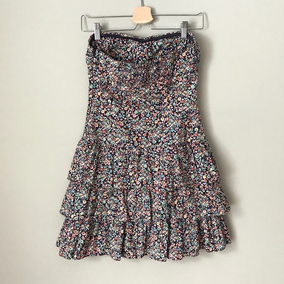 {Express} Floral Tiered Strapless Dress - Picture 6 of 7
